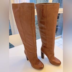 Nine West Over the Knee Camel Tan Boots Heeled